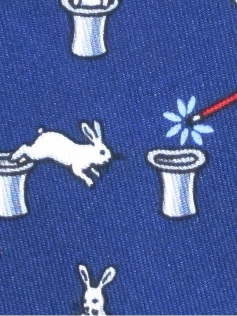 100% REAL HERMES TIE ~ LIGHT BLUE WHIMSICAL FUN WHITE MAGIC RABBIT WAND & TOP HA